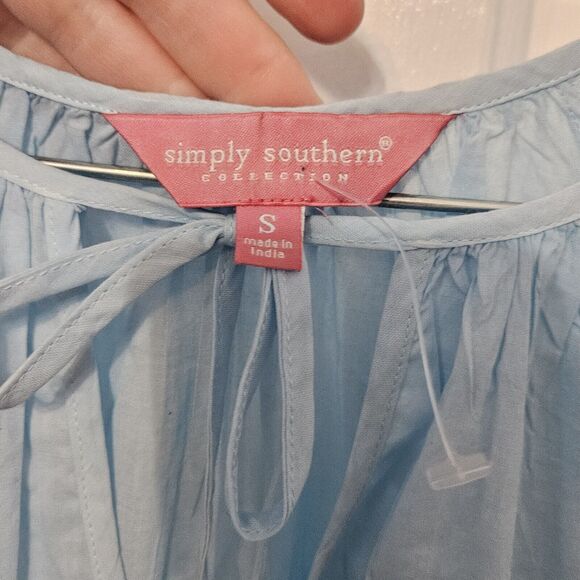 Simply Southern Red White & Blue Ombré Long Sleeve Peasant Dress Size Small SM - Picture 3 of 5